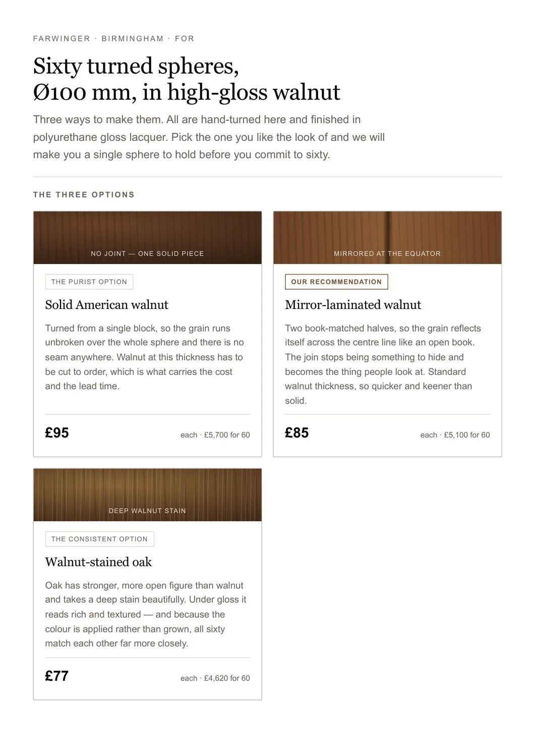 The option ladder, shown not described